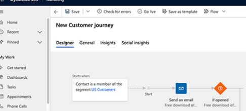 Screenshot of old customer journey interface