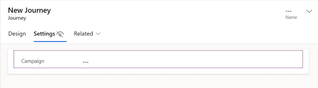 Screenshot of Journey form editor, with Settings tab and Campaign added to it